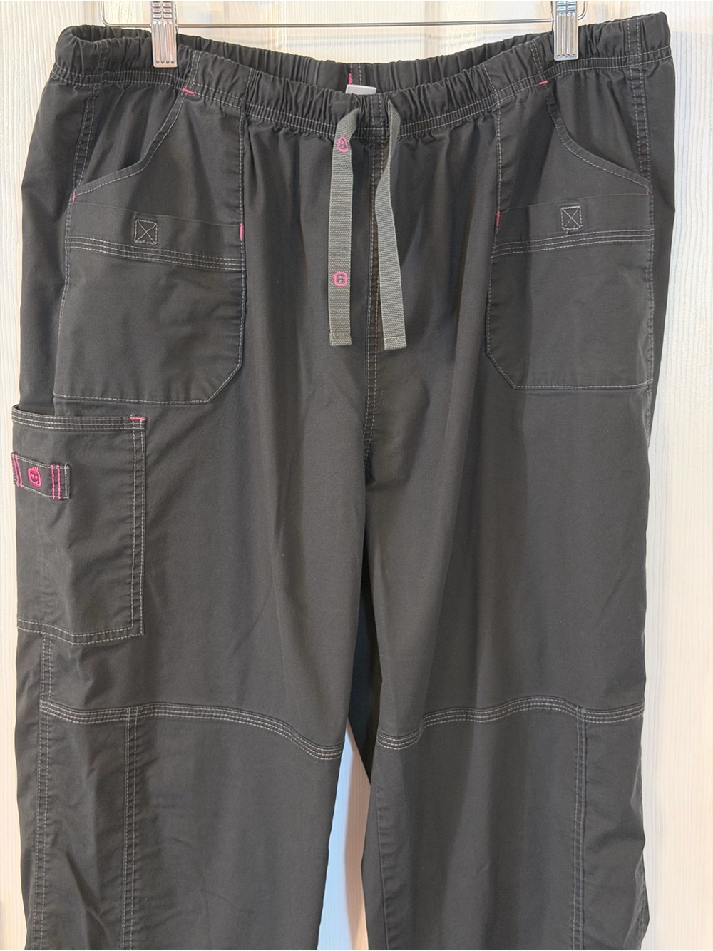 2 Pair WonderWink WonderFLEX Scrub Pants 2XL Tall Black Cargo 5108 - Picture 8 of 14